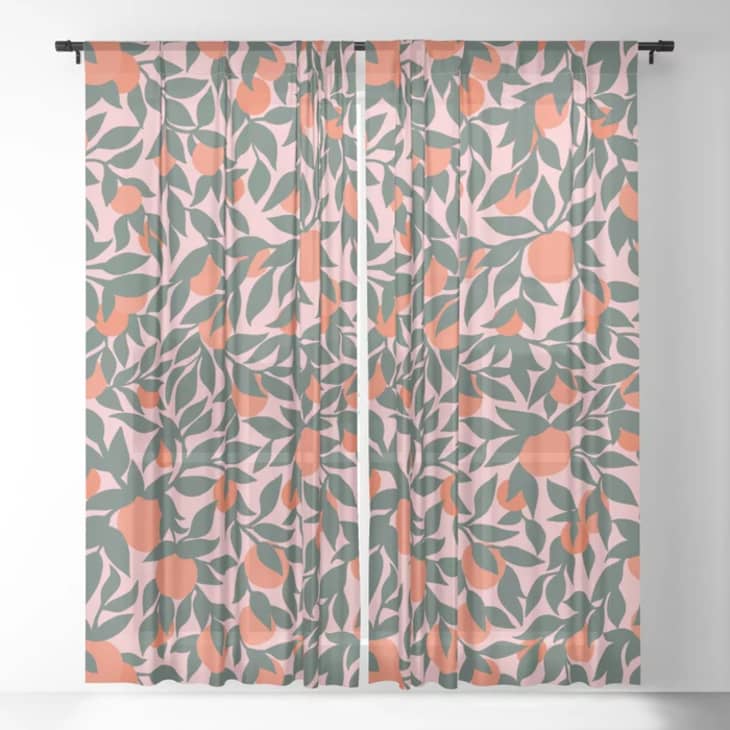 Product Image: Orange and Leaves Pink Sheer Curtain