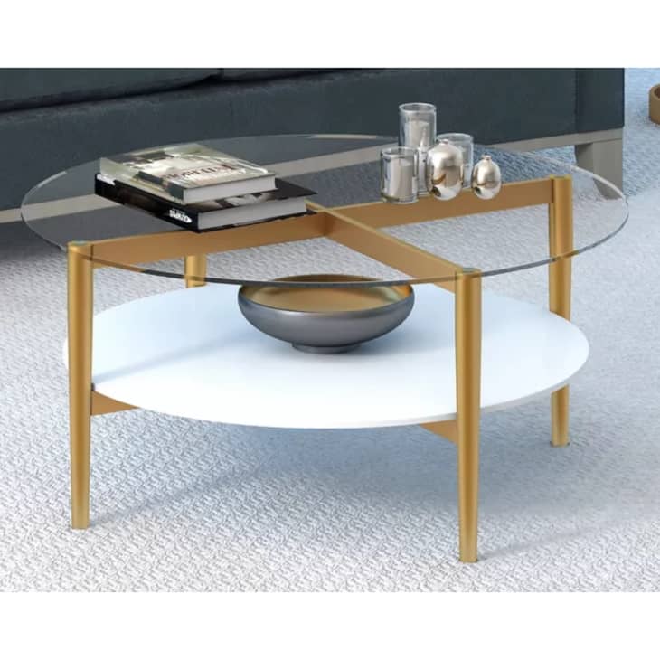 Otto Round Coffee Table with Lacquer Shelf at Raymour & Flanigan