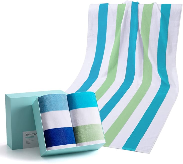 WIIKWEEK 100% Cotton Oversized Striped Towel, 2-Pack at Amazon
