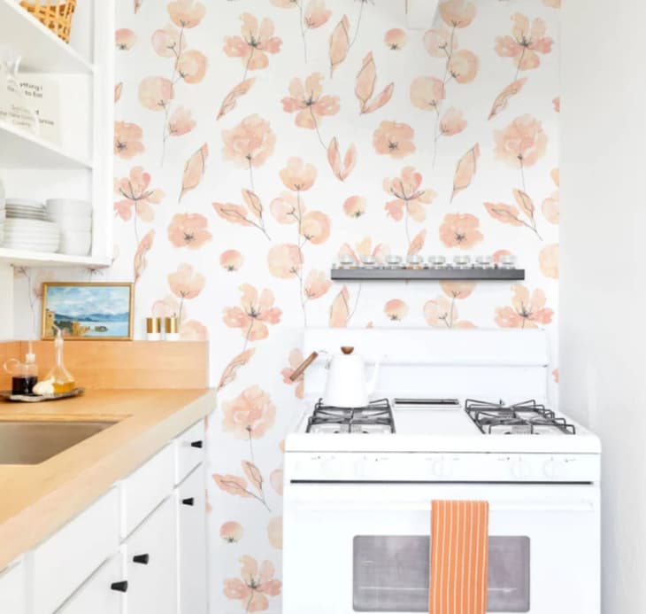 Product Image: Peach Floral Botanical Peel and Stick Removable Wallpaper