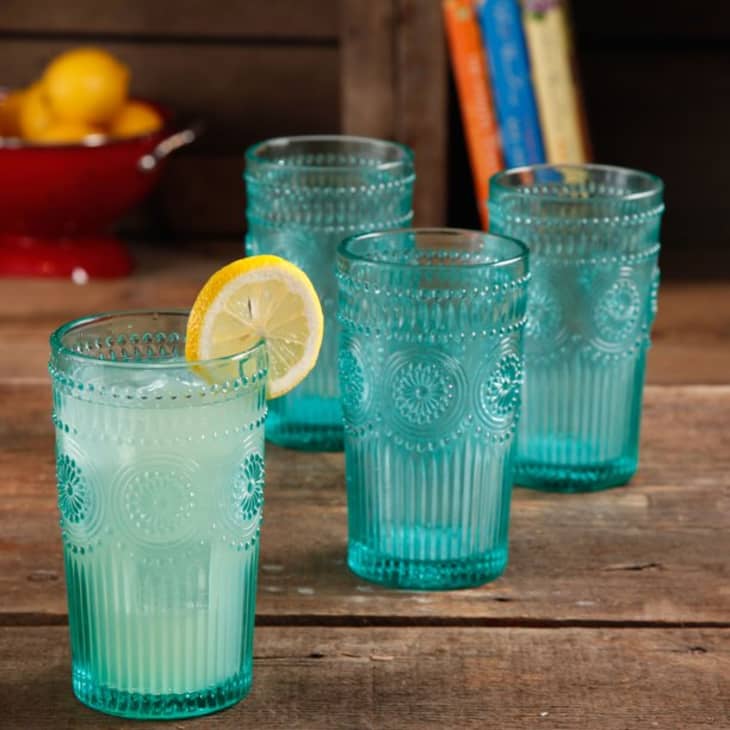 The Pioneer Woman Adeline 16-Ounce Emboss Glass Tumblers - Set of 4 at Walmart