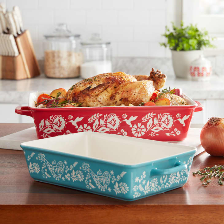The Pioneer Woman Mazie 2-Piece Ceramic Red Rectangle Baker Set at Walmart
