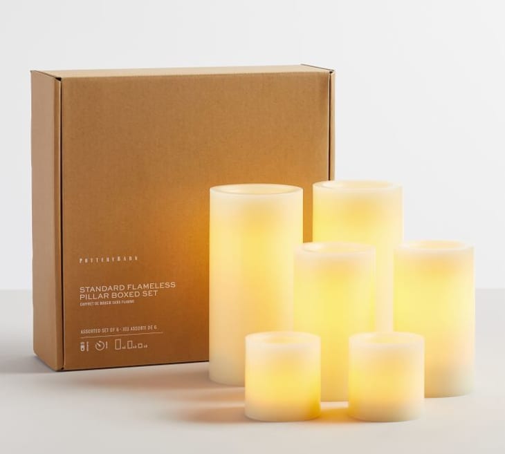 Flameless Ivory Pillar Candles, Set of 6 at Pottery Barn