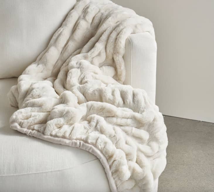 Faux Fur Ruched Throw at Pottery Barn