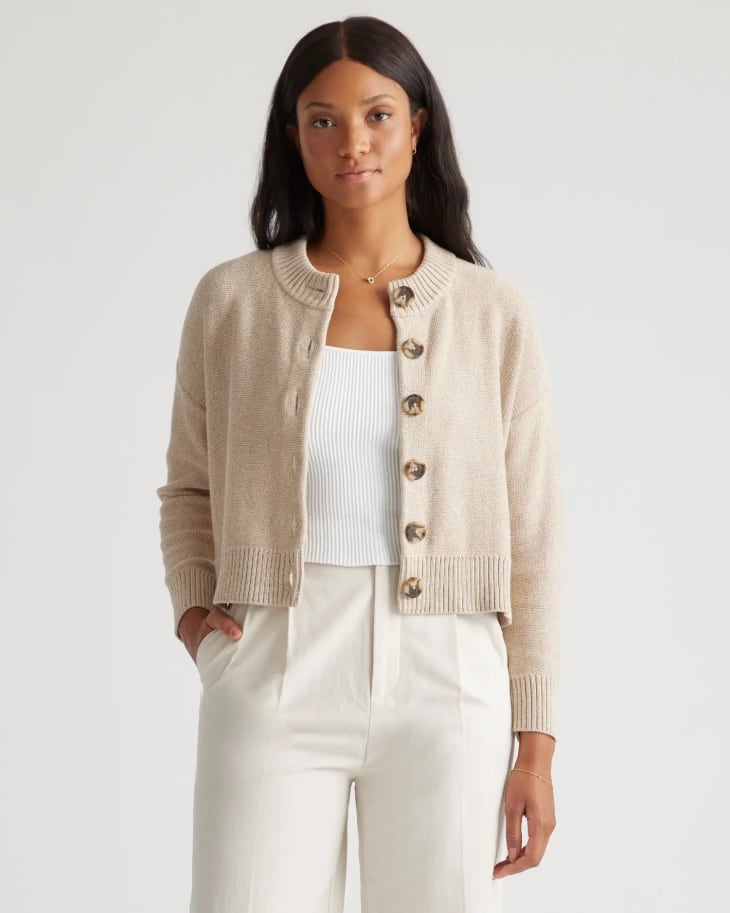 100% Organic Cotton Cropped Cardigan at Quince