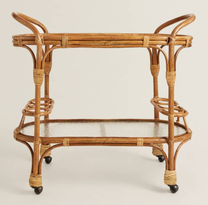 Product Image: Rattan And Hammered Glass Trolley