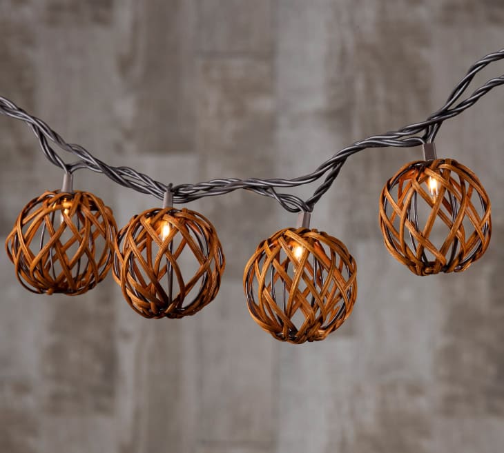 Rattan LED Sphere String Lights at Pottery Barn