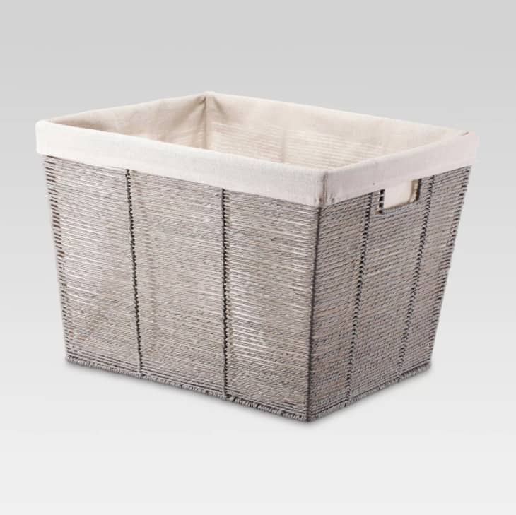Rectangular Twisted Paper Rope Laundry Basket Gray at Target