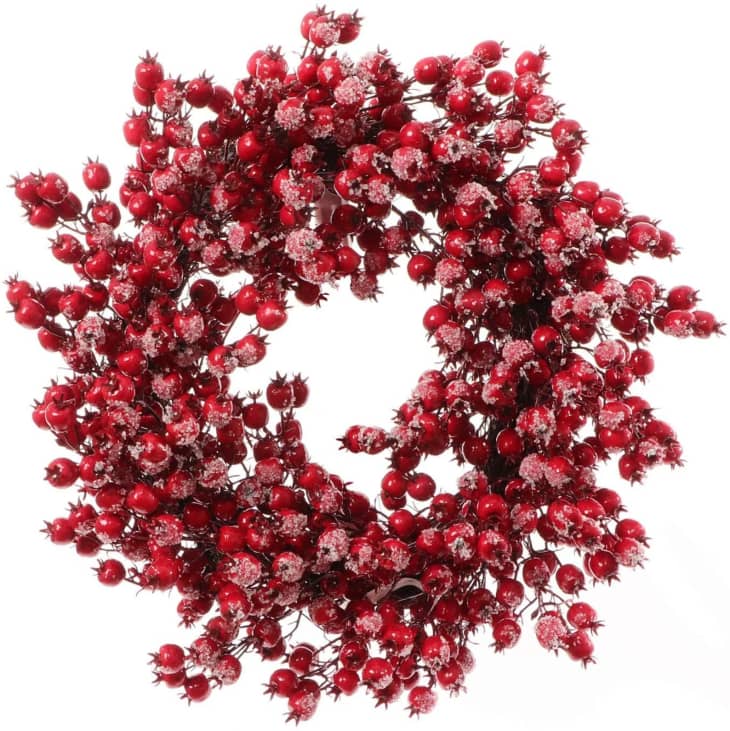 Floral Home Red Frosted Berry Wreath at Overstock