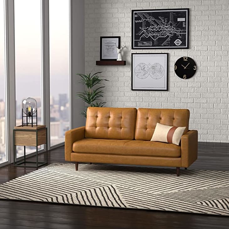 Product Image: Rivet Cove Mid-Century Modern Tufted Leather Apartment Sofa