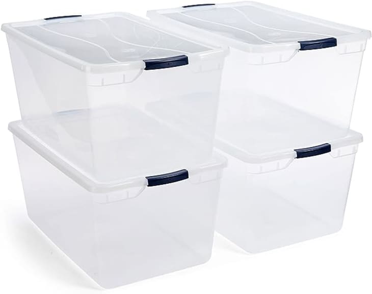 Rubbermaid Cleverstore Clear Plastic Storage Bins with Lid, 95 Qt-4 Pack, 4 Count at Amazon