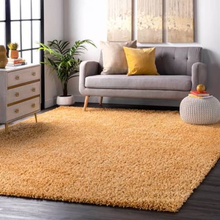Yellow Solid Shag Area Rug, 5'3" x 7'7" at Rugs USA
