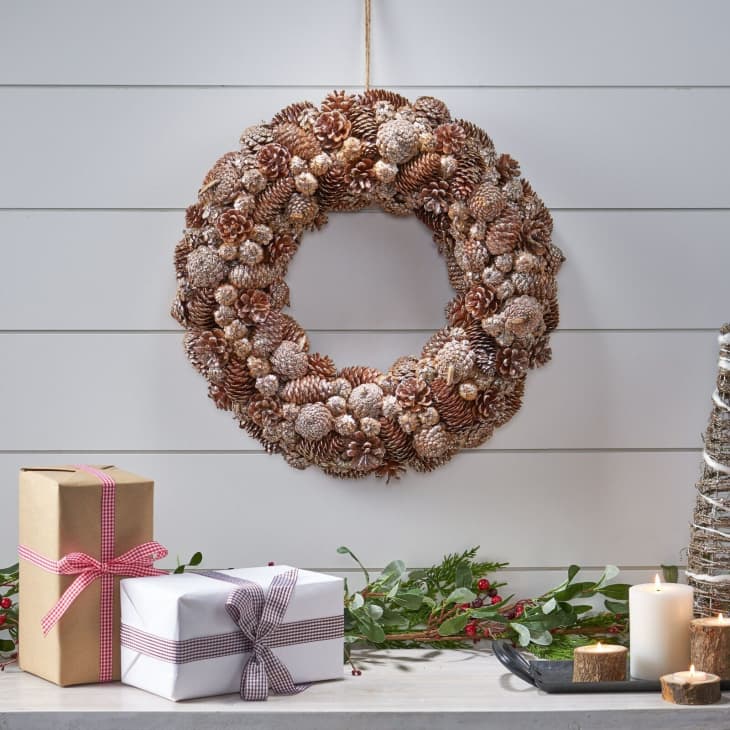 Selenia Pine Cone and Glitter Unlit Artificial Christmas Wreath at eBay