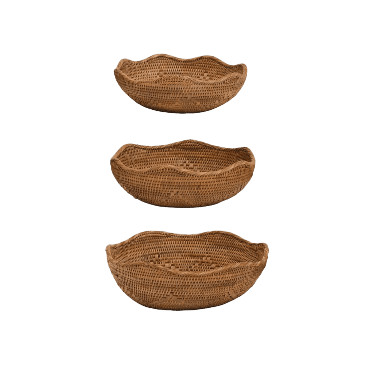 Hand-Woven Rattan Bowls, Set of 3 at Burke Decor