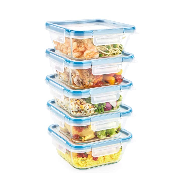 10-piece Glass Food Storage Container Set with Assorted Colored Lids