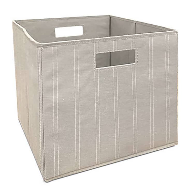 Squared Away 13-Inch Collapsible Storage Bin in Linen Stripe at Bed Bath & Beyond