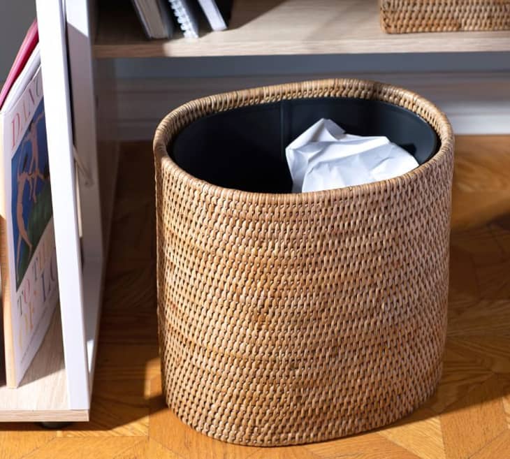 Product Image: Tava Handwoven Rattan Oval Waste Basket With Metal Liner