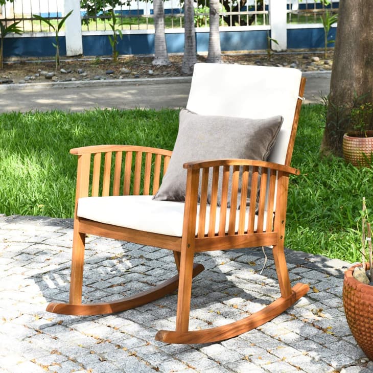Tangkula Outdoor Acacia Wood Rocking Chair at Amazon
