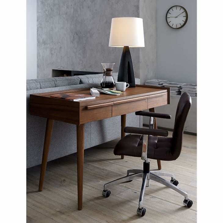 Tate Walnut Desk with Power Outlet at Crate & Barrel