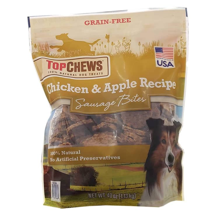 Top Chews Chicken & Apple Recipe Sausage Bites at Amazon