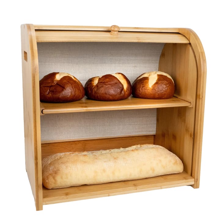 Bamboo Two-Tier Bread Box at Etsy