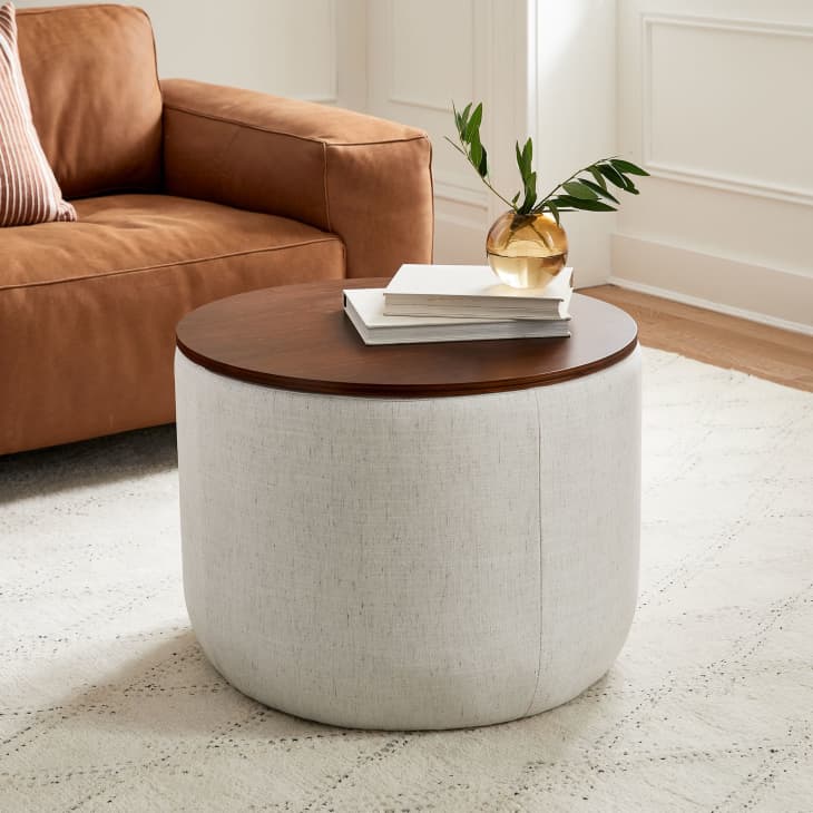 Open Box: Upholstered Round Storage Ottoman at West Elm