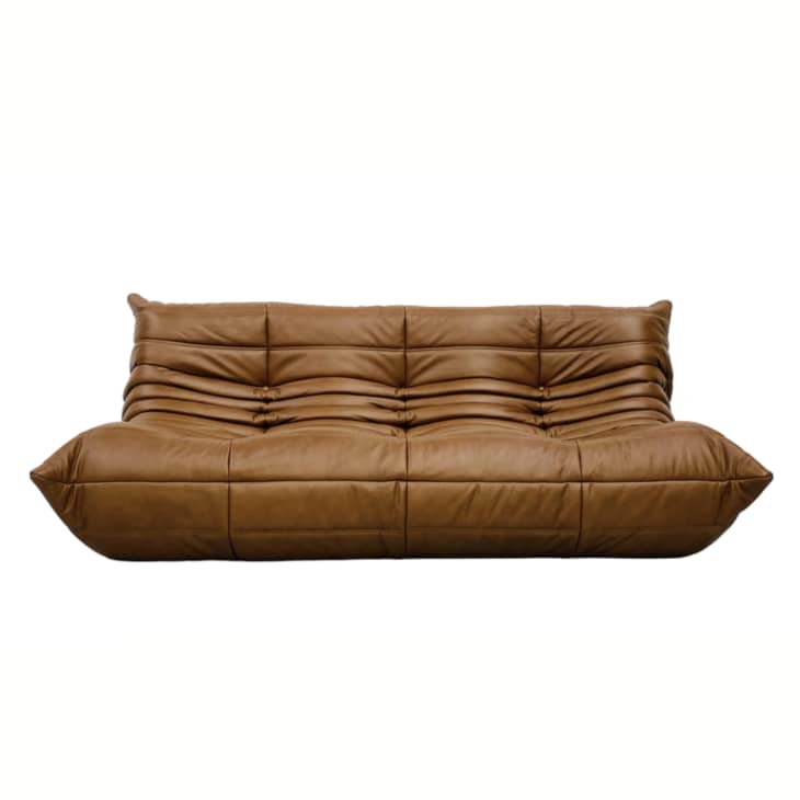 Vintage French Brown Leather Togo Sofa by Michel Ducaroy for Ligne Roset at Chairish