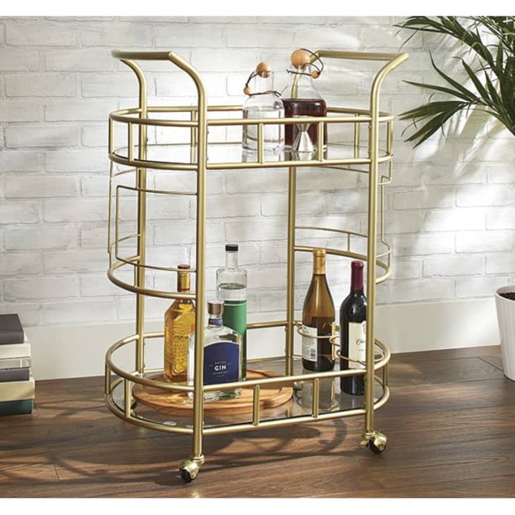 Product Image: Better Homes & Gardens Gold Metal and Glass Fitzgerald Serving Bar Cart