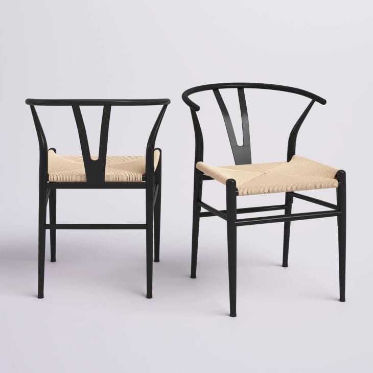 Mid-Century Metal Dining Chair Weave Seat (Set of 2) at Wayfair