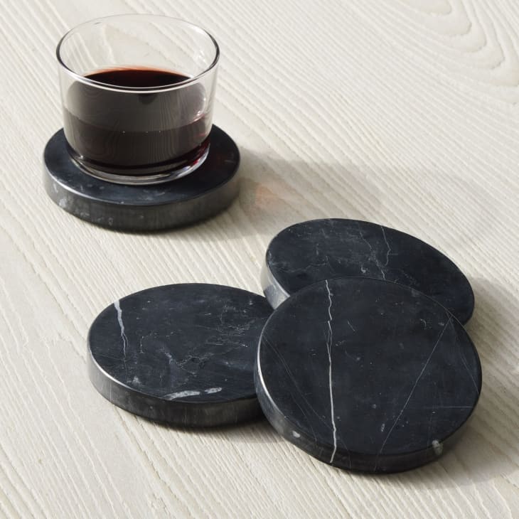 Product Image: Black Marble Round Coasters, Set of 4