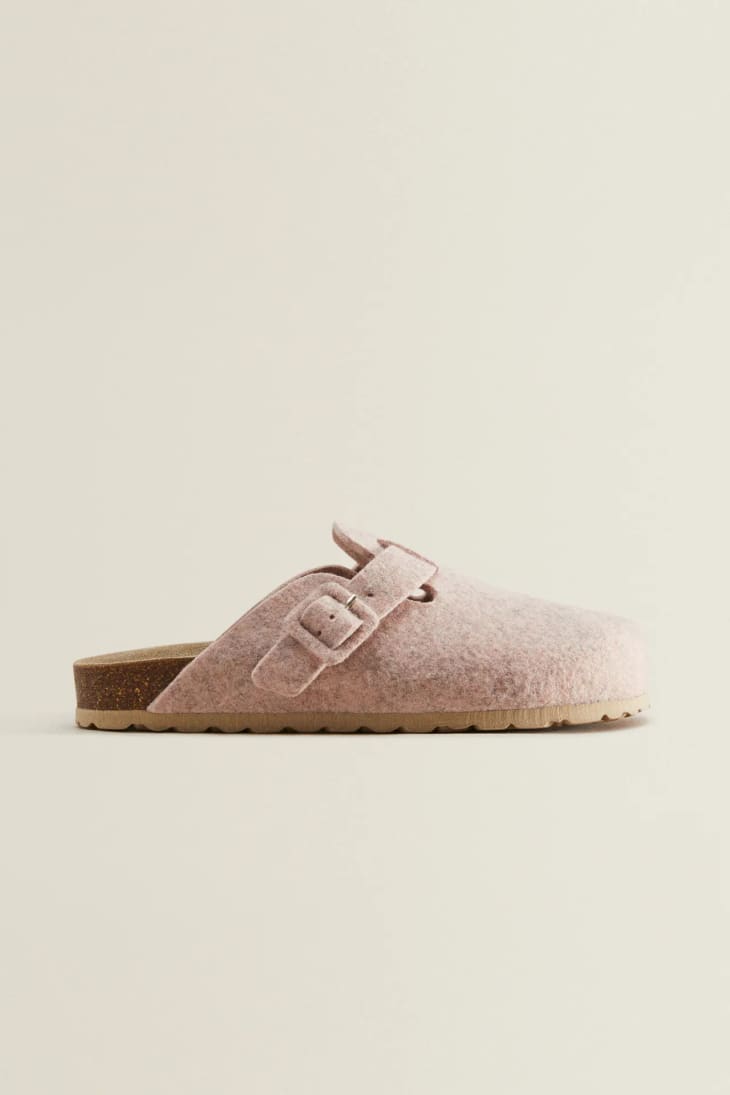 Product Image: Buckled Felt Clog Mule Slippers
