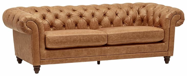 Bradbury Chesterfield Tufted Leather Couch at Amazon