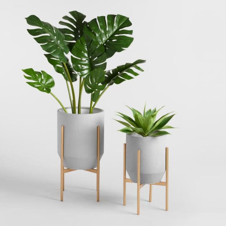 Product Image: Tapered Dove Gray Planter With Gold Stand