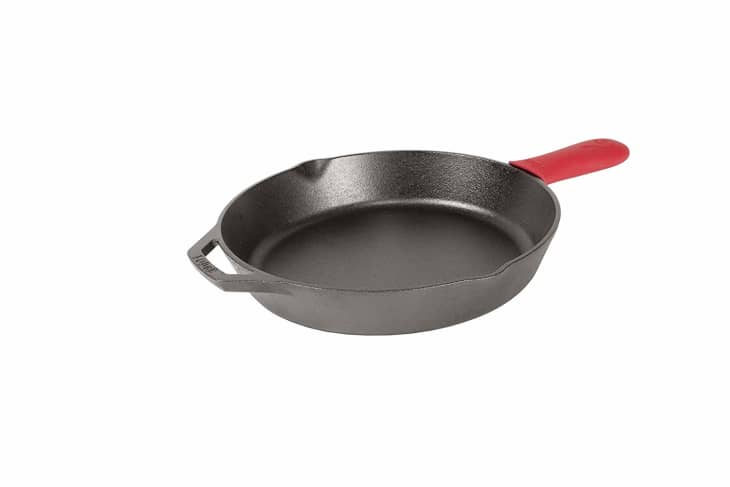 Lodge 12-Inch Cast-Iron Skillet with Red Silicone Hot Handle Holder at Amazon
