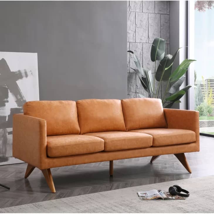 Best mid century leather outlet sofa