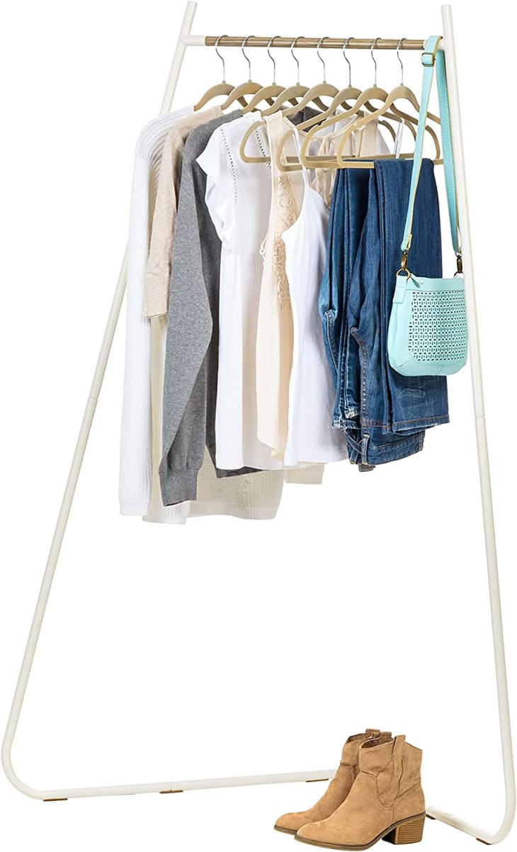 Skinny clothes store rail