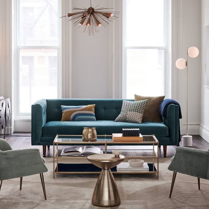 West elm discount teal couch