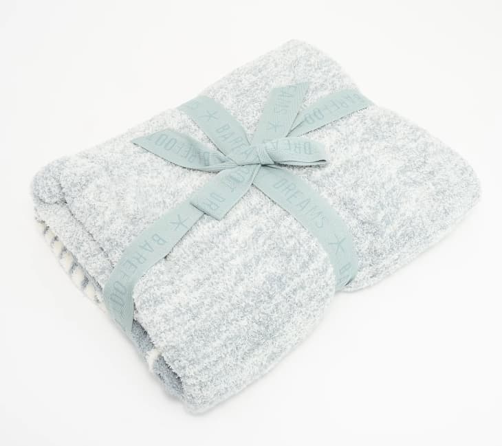 NEW Barefoot Dreams CozyChic Throw Blanket Contrast Tip 45x60  Charcoal/White