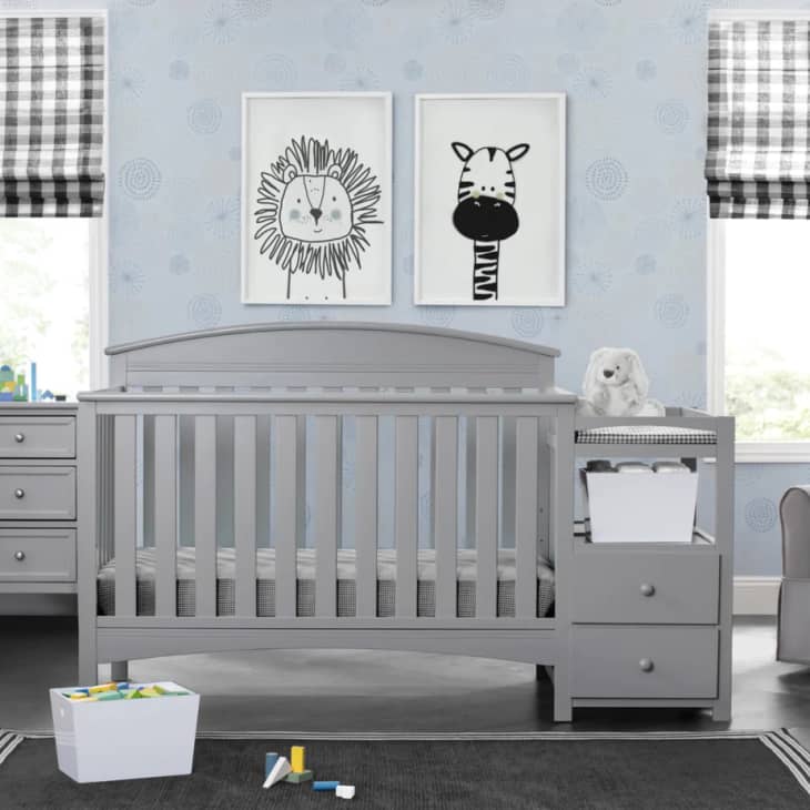 Convertible crib with hot sale changing table attached