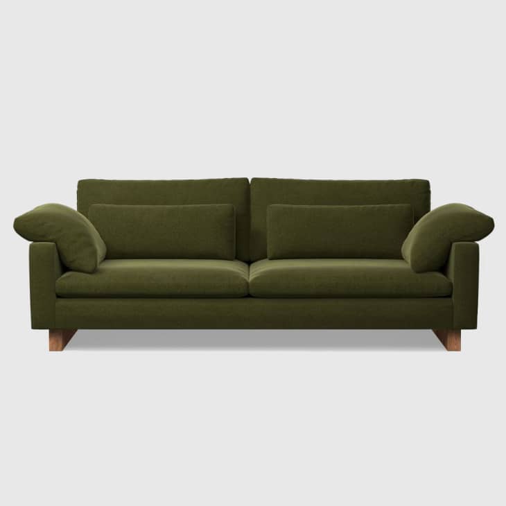 West elm green store velvet couch