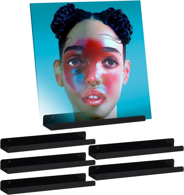 Hudson Hi-Fi LP Vinyl Record Wall Display Shelves - Display Your Daily Listening In Style - Black Satin - 12 Pack