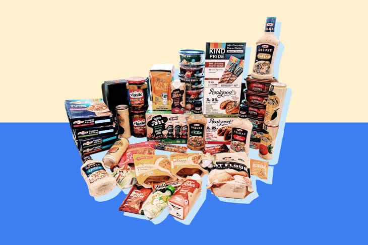 A pile of assorted groceries