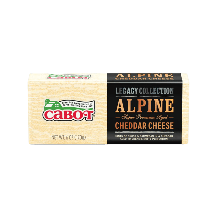 Cabot Alpine Cheddar Cheese on a white background