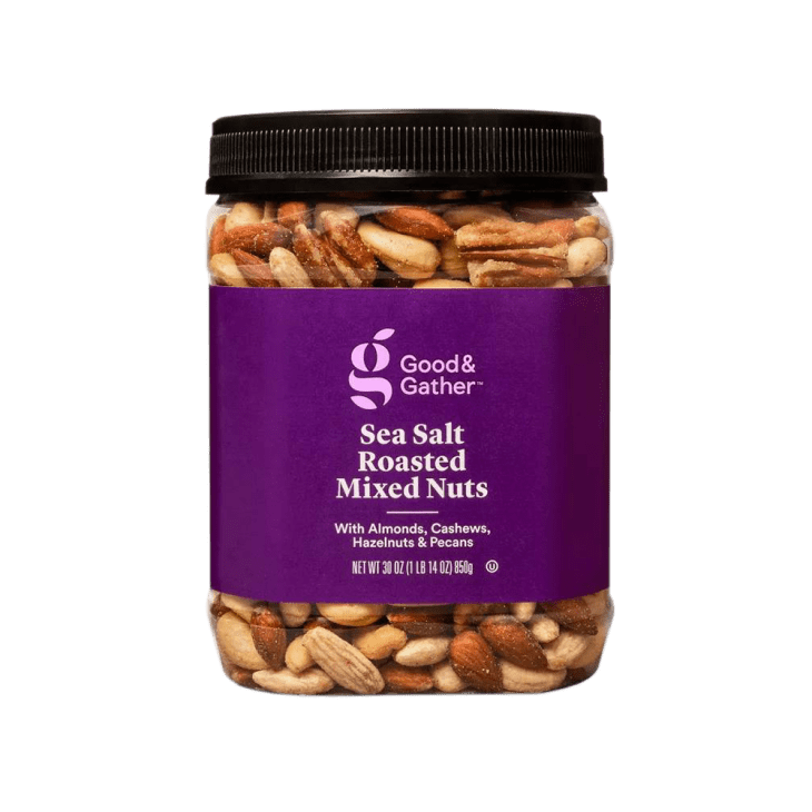 Good &amp; Gather Sea Salt Roasted Mixed Nuts on a white background