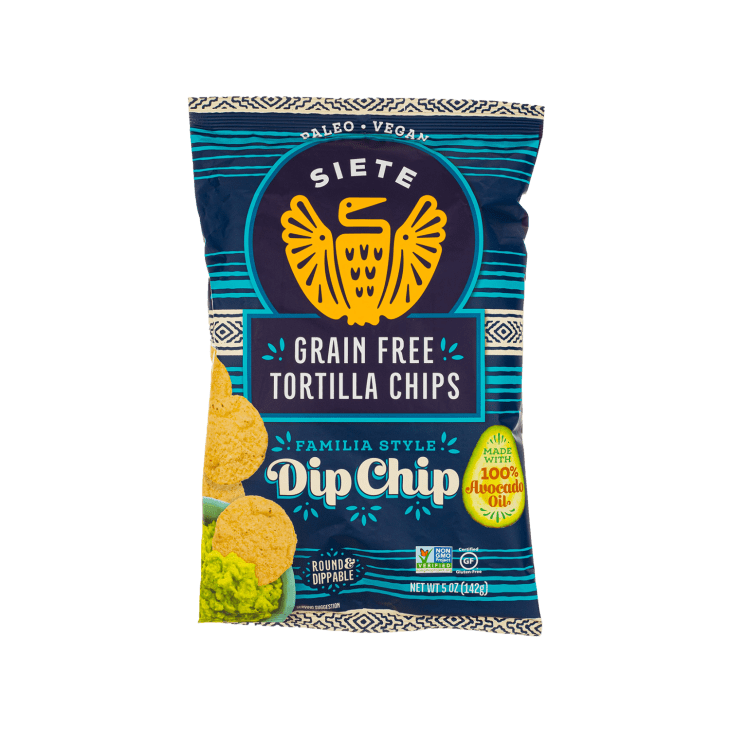 Siete Dip Chip Grain Free Tortilla Chips on a white background