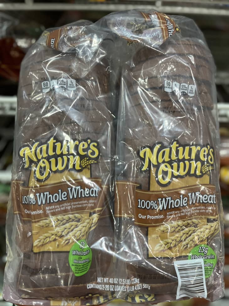 natures own, two loaves of whole wheat bread
