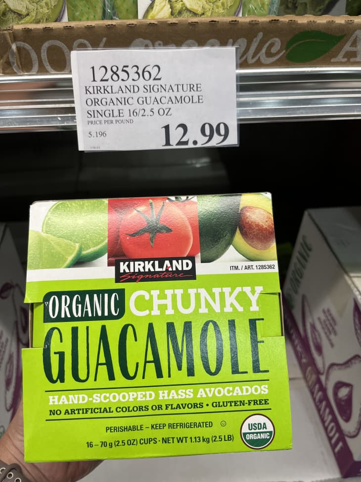 organic chunky guacamole, tomato avocado lime, price on shelf