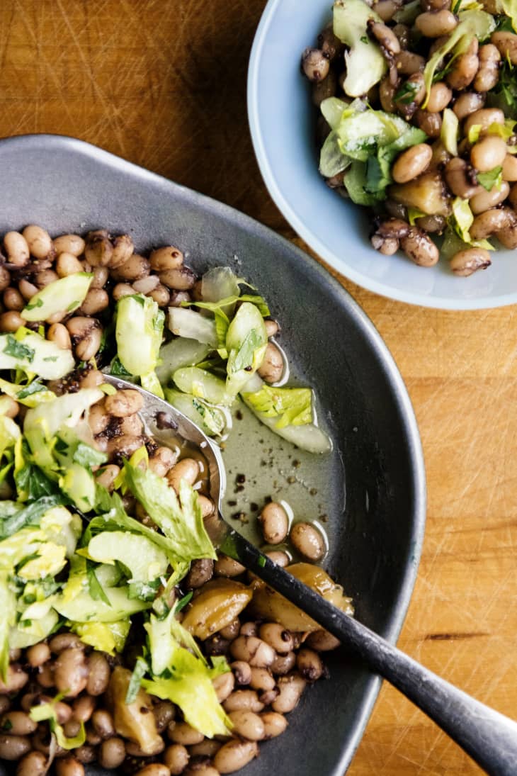 Garlic Marinated White Beans with Celery and Parsley Salad