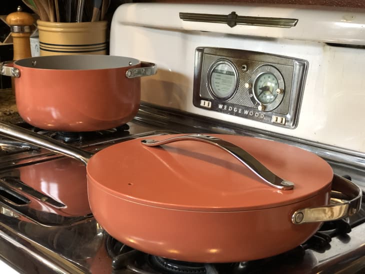 two caraway pans on stovetop