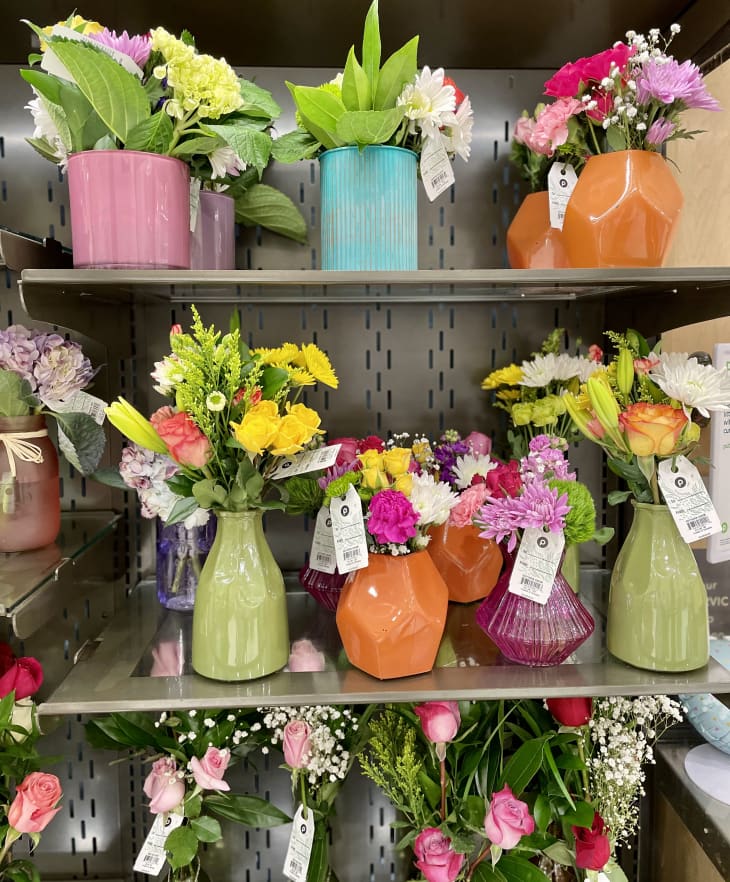 Winter White Farmhouse Style grocery store flower arrangement